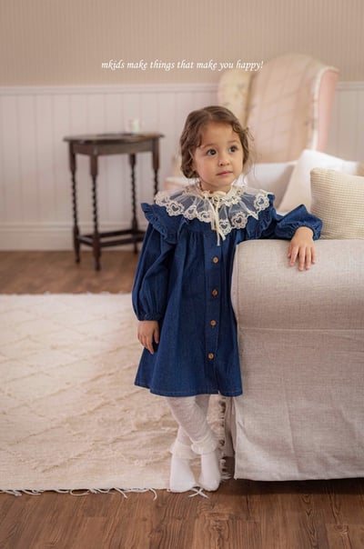 牛仔荷葉領洋裝2