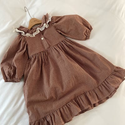 復古荷葉格洋裝2