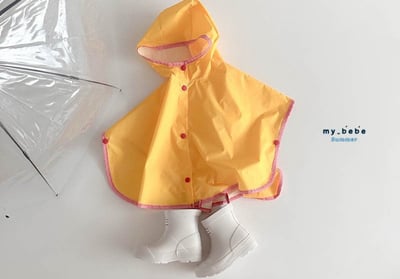(現貨) 撞色斗篷式兒童雨衣 (2色)2