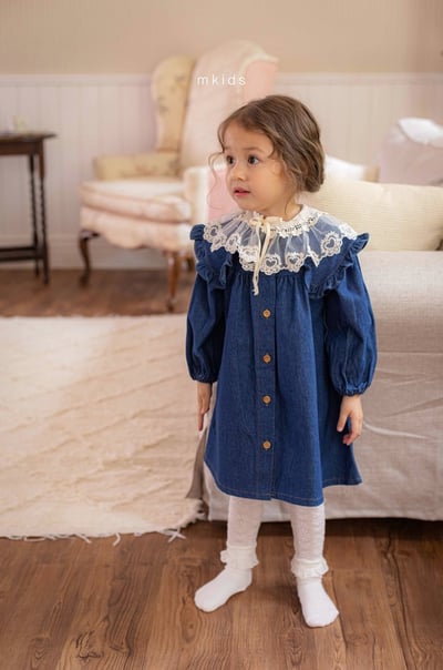 牛仔荷葉領洋裝3