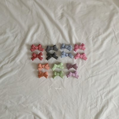 格紋蝴蝶結髮夾組 (7色)1