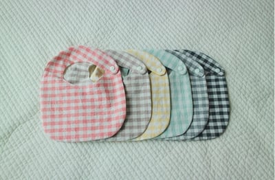 格紋雙面圍兜6入組1