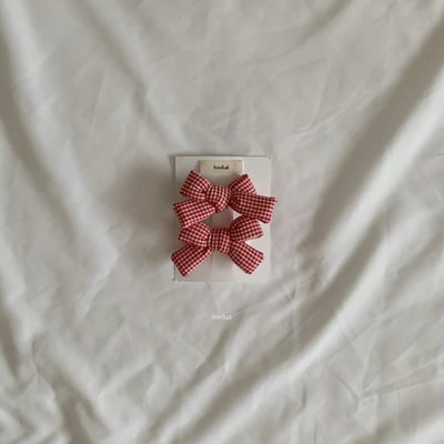 格紋蝴蝶結髮夾組 (7色)3