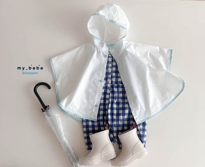 (現貨) 撞色斗篷式兒童雨衣 (2色)6