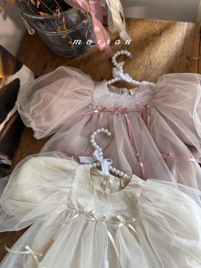 蝴蝶結薄紗洋裝 (2色)3