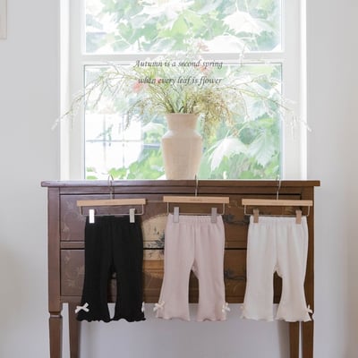 蝴蝶結捲邊喇叭褲 (3色)5