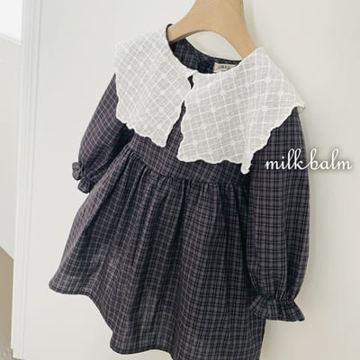 復古學院格紋洋裝 (2色)8