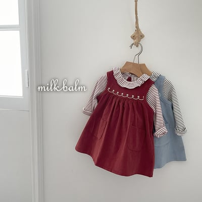 刺繡燈芯絨洋裝 (2色)1