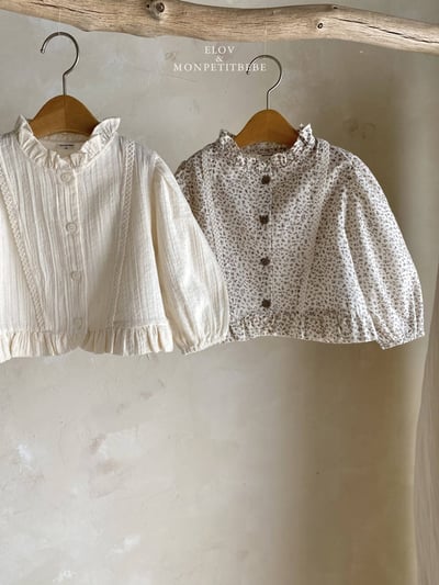 荷葉邊碎花襯衫 (2色)2