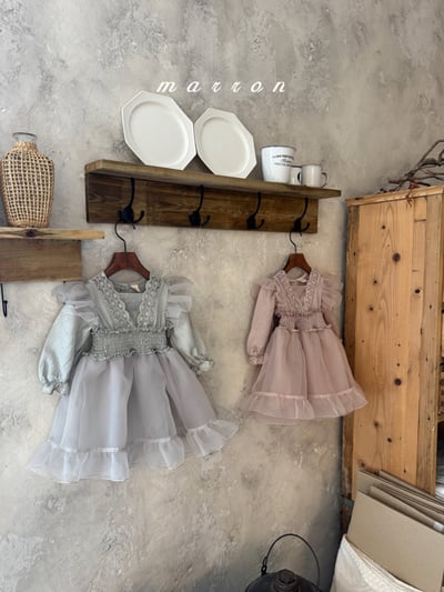 雪紗蕾絲洋裝 (2色)2