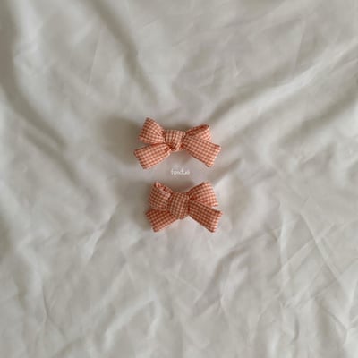 格紋蝴蝶結髮夾組 (7色)10