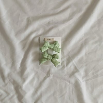 格紋蝴蝶結髮夾組 (7色)13