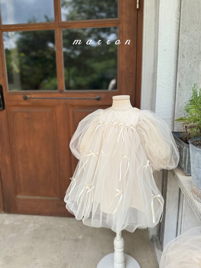 蝴蝶結薄紗洋裝 (2色)5