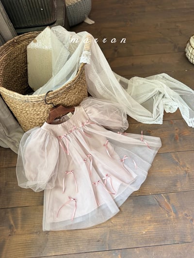 蝴蝶結薄紗洋裝 (2色)14