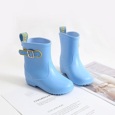 (現貨) 雙扣防滑雨靴｜短筒兒童防水雨鞋 (4色)4