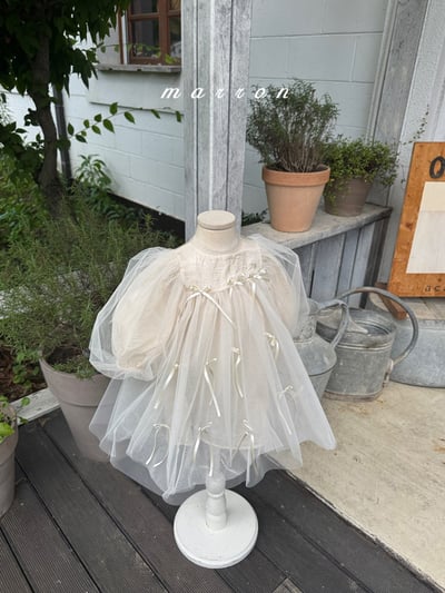 蝴蝶結薄紗洋裝 (2色)10