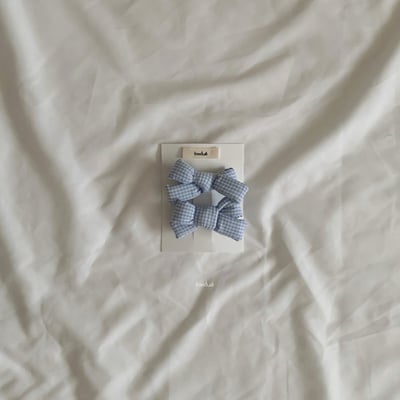 格紋蝴蝶結髮夾組 (7色)7