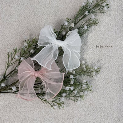 雪紗蝴蝶結髮夾組 (2入)1