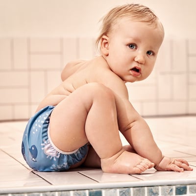 瑞典 ImseVimse超彈性防漏游泳尿褲(粉藍鯨魚)2