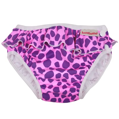 瑞典 ImseVimse超彈性防漏游泳尿褲(粉紫花豹)1