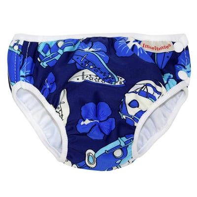 瑞典 ImseVimse超彈性防漏游泳尿褲(藍色夏威夷)1