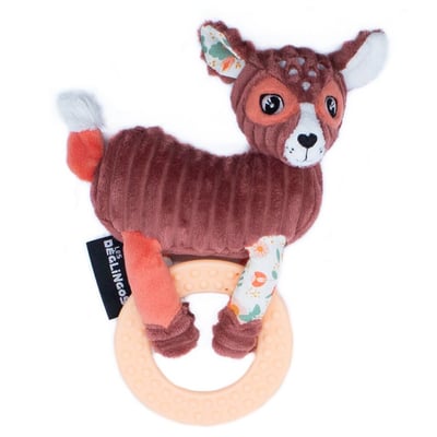 法國Les Deglingos-柔絨伙伴咬咬固齒環(花鹿/‌梅利梅洛絲‌)1