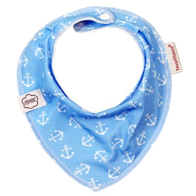 瑞典 ImseVimse有機棉領巾型圍兜(水藍海軍)1