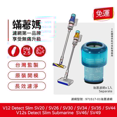適用Dyson戴森 V12 V12s Detect Slim Absolute Clean Fluffy 集塵濾網 971517-011