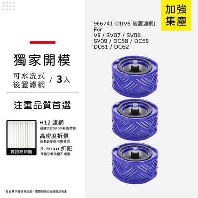 適用 Dyson 戴森 V6 V7 V8 SV07 SV09 SV10 SV11 DC58 59 吸塵器 前置 後置濾網13