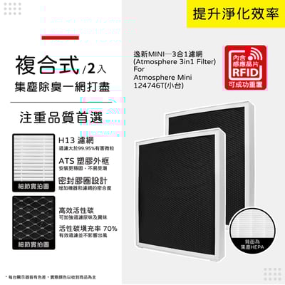 蟎著媽 濾網 適用 安麗 Amway 逸新 Atmosphere Mini 小台 第三代 124746T 空氣清淨機11