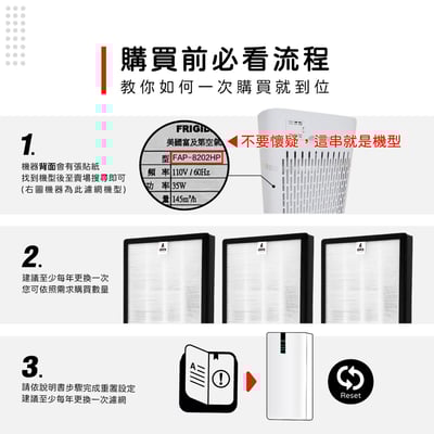 蟎著媽 適用 富及第 Frigidaire FAP-8202HP FAP-0441HP空氣清淨機 複合式濾網3