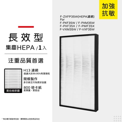 【蟎著媽】濾網 適用 Panasonic 國際牌 F-PXM35W F-PXF35W F-ZXMP35W F-ZXFD35W 抗敏+除臭組 (HEPA一片+蜂巢式顆粒活性碳一片)10