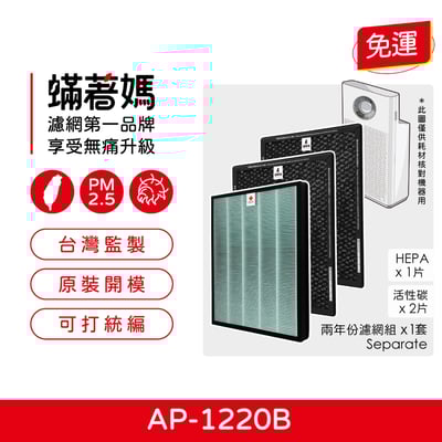 【蟎著媽】濾網 適用 Coway 格威 綠淨力 雙向循環雙禦 空氣清淨機 AP-1220B AP1220B1