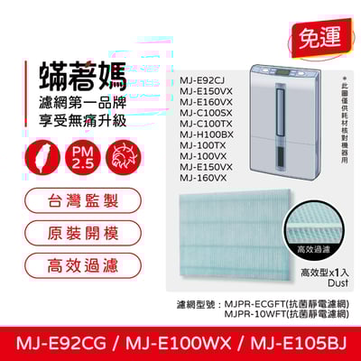蟎著媽 適用 Mitsubishi 三菱 除濕機 MJ-E100WX MJ-E92CG MJ-E105BJ MJ-E150VX 抗菌靜電濾網1