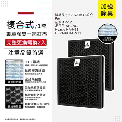 【蟎著媽】濾網 適用 超淨 AP-12 F-AP1200 品日子 AP1701 空氣清淨機 一次需換兩片9
