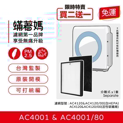 【蟎著媽】濾網 適用 飛利浦 PHILIPS AC4001 AC4001/80 音悅舒眠 空氣清淨機 AC41201