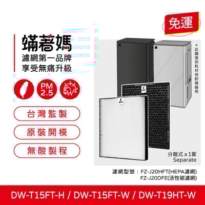 適用 Sharp 夏普 DW-T15FT-H DW-T15FT-W DW-T19HT-W 清淨除濕機 濾網 濾芯 蟎著媽1