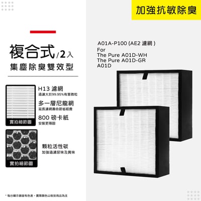 【蟎著媽】 濾網 濾心 適用 適用 BALMUDA 百慕達 The Pure A01D A01A-P100 空氣清淨機10