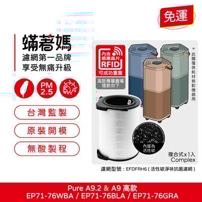 適用 Electrolux 伊萊克斯 Pure A9 A9.2 高款  EP71-76WBA  EP71-76BLA  EP71-76GRA 空氣清淨濾網1