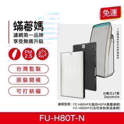 【蟎著媽】 濾網 適用  SHARP 夏普 FU-H80T-N FP-J80T-W FP-J60T-W 空氣清淨機 FZ-H80HFE1