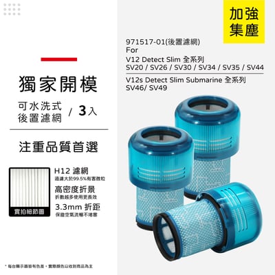 適用Dyson戴森 V12 V12s Detect Slim Absolute Clean Fluffy 集塵濾網 971517-0110
