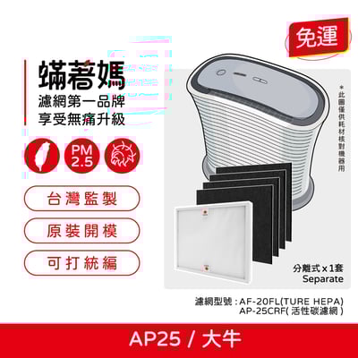 【蟎著媽】濾網  適用  HoMedics 美國 AP-25 AP25 大牛 空氣清淨機1