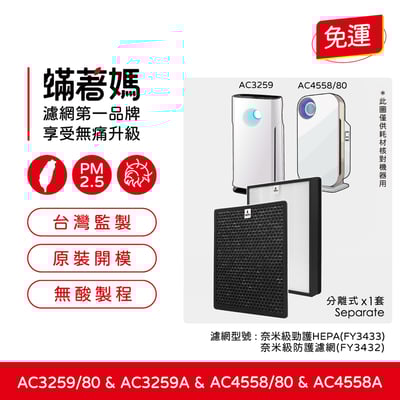 蟎著媽  濾網 適 飛利浦 AC4558 AC3259 AC4558/80 空氣清淨機FY3433 FY34321