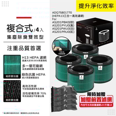 【蟎著媽】 濾網 適 LG樂金  AeroFurniture 新淨几 無線充電空清機 AS201PYU0 PWU0 PRU013