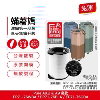 適用 Electrolux 伊萊克斯 Pure A9 A9.2 高款  EP71-76WBA  EP71-76BLA  EP71-76GRA 空氣清淨濾網1