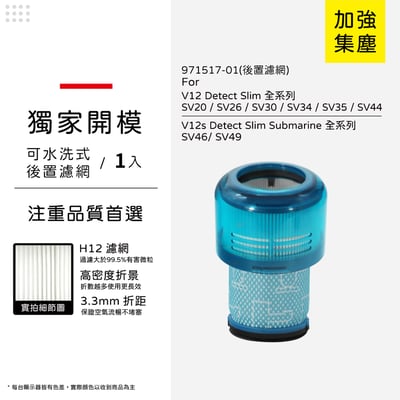 適用Dyson戴森 V12 V12s Detect Slim Absolute Clean Fluffy 集塵濾網 971517-019