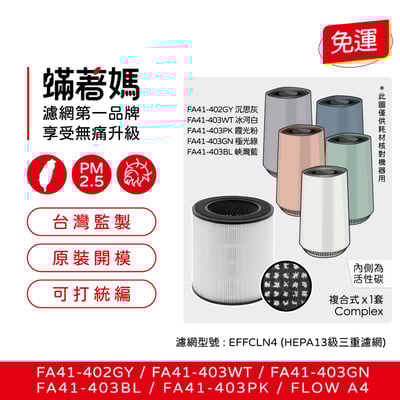 蟎著媽 濾網 適用 伊萊克斯 Electrolux Flow A4 空氣清淨機FA41-402GY 403WT1