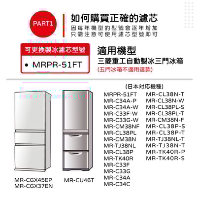【蟎著媽】 適用 MITSUBISHI 三菱重工 3門自動製冰箱 MR-CU46T CGX37EN CGX45EP 製冰室 給水盒 濾水濾網濾棉5
