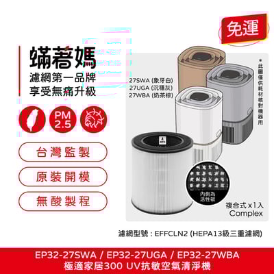 蟎著媽  濾網 適 Electrolux 伊萊克斯 EP32-27 極適家居300 抗敏空氣清淨機1