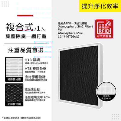 蟎著媽 濾網 適用 安麗 Amway 逸新 Atmosphere Mini 小台 第三代 124746T 空氣清淨機10